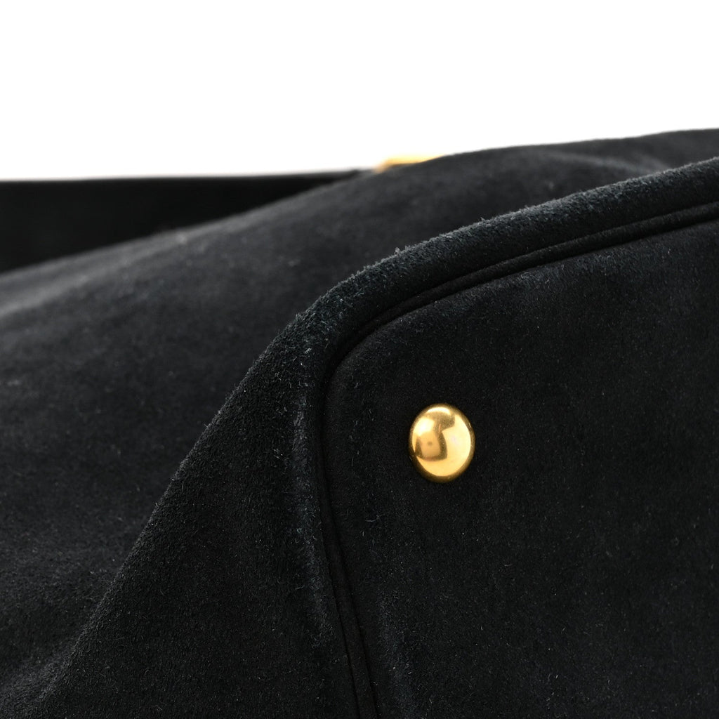 Suede Studded Bucket Bag Black