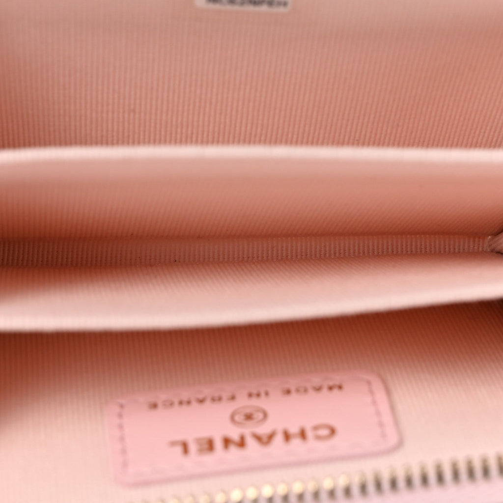 Caviar Quilted Zip Coin Purse Light Pink