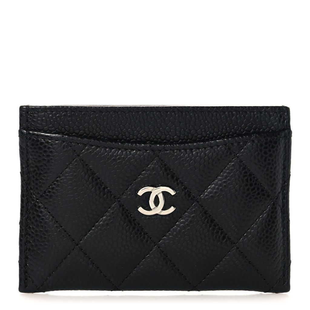 Caviar Quilted Card Holder Black