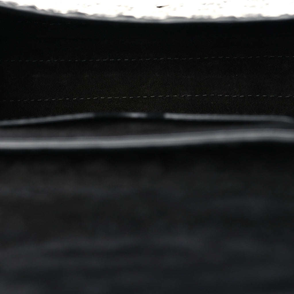 Box Calfskin Houndstooth Quilted East West Bobby Bag Black White