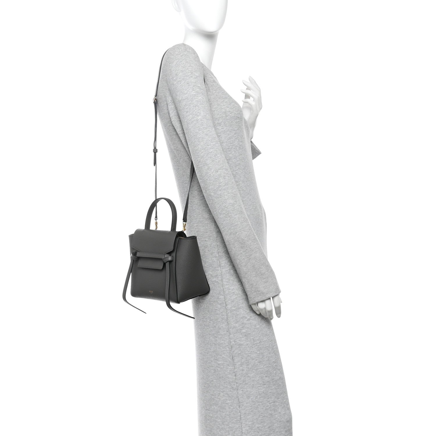 Grained Calfskin Nano Belt Bag Grey