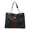 Calfskin Large Rajah Chain Tote Black