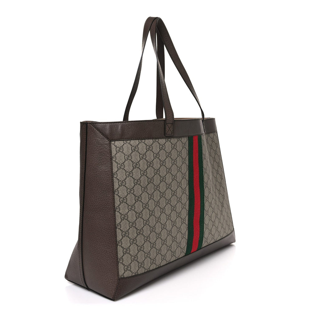 Gg Supreme Monogram Web Ophidia Tote Brown