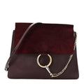 Calfskin Suede Medium Faye Shoulder Bag Dark Purple