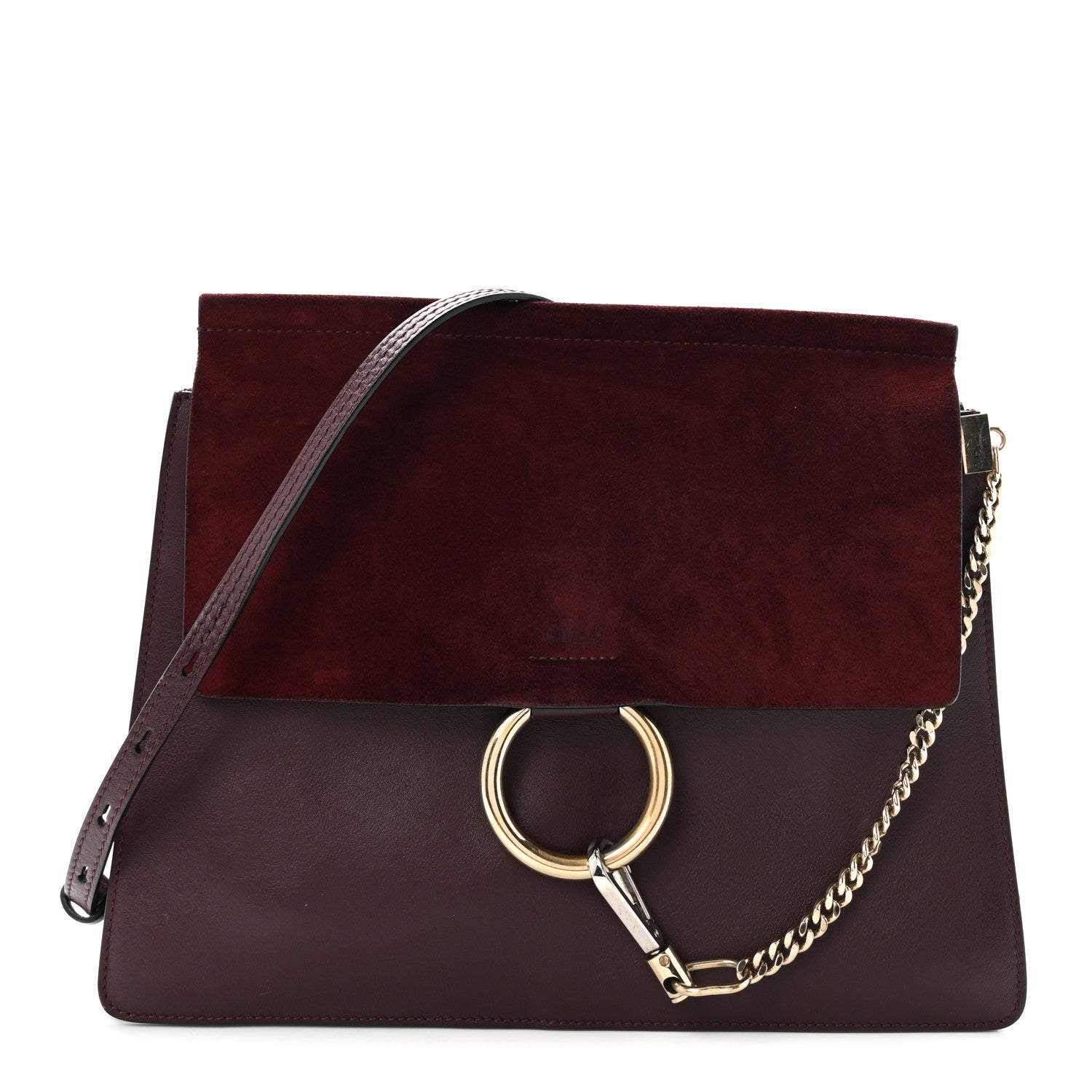 Calfskin Suede Medium Faye Shoulder Bag Dark Purple