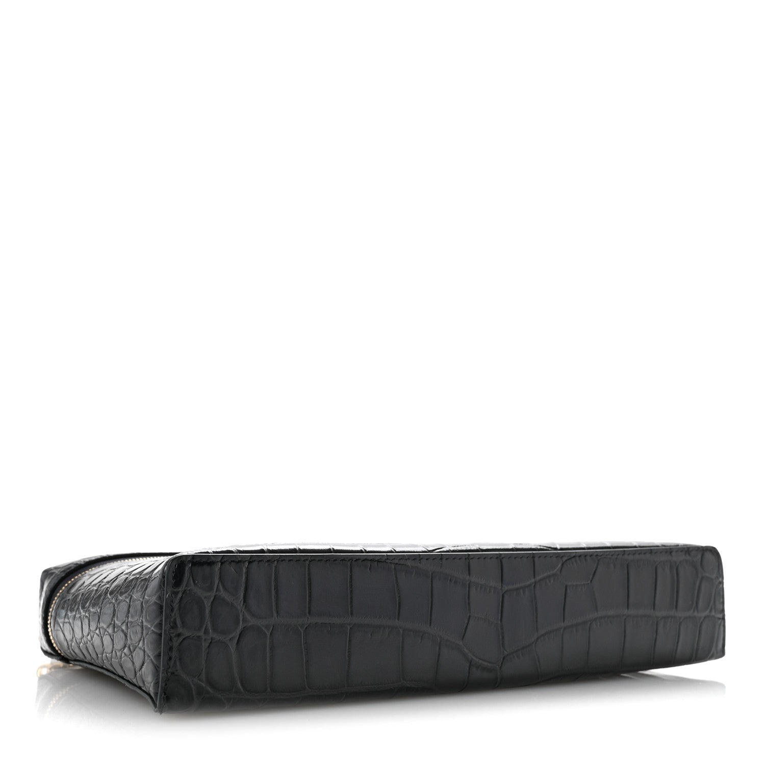 Calfskin Crocodile Embossed Exoticoco Large Supple Trapeze Vanity With Chain Grey