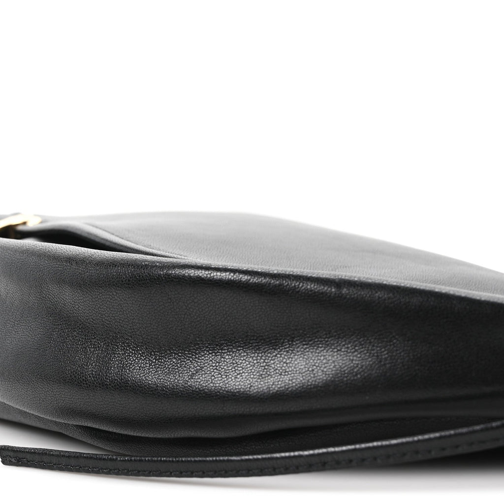 Shiny Lambskin Soft Triomphe Half Moon Bag Black