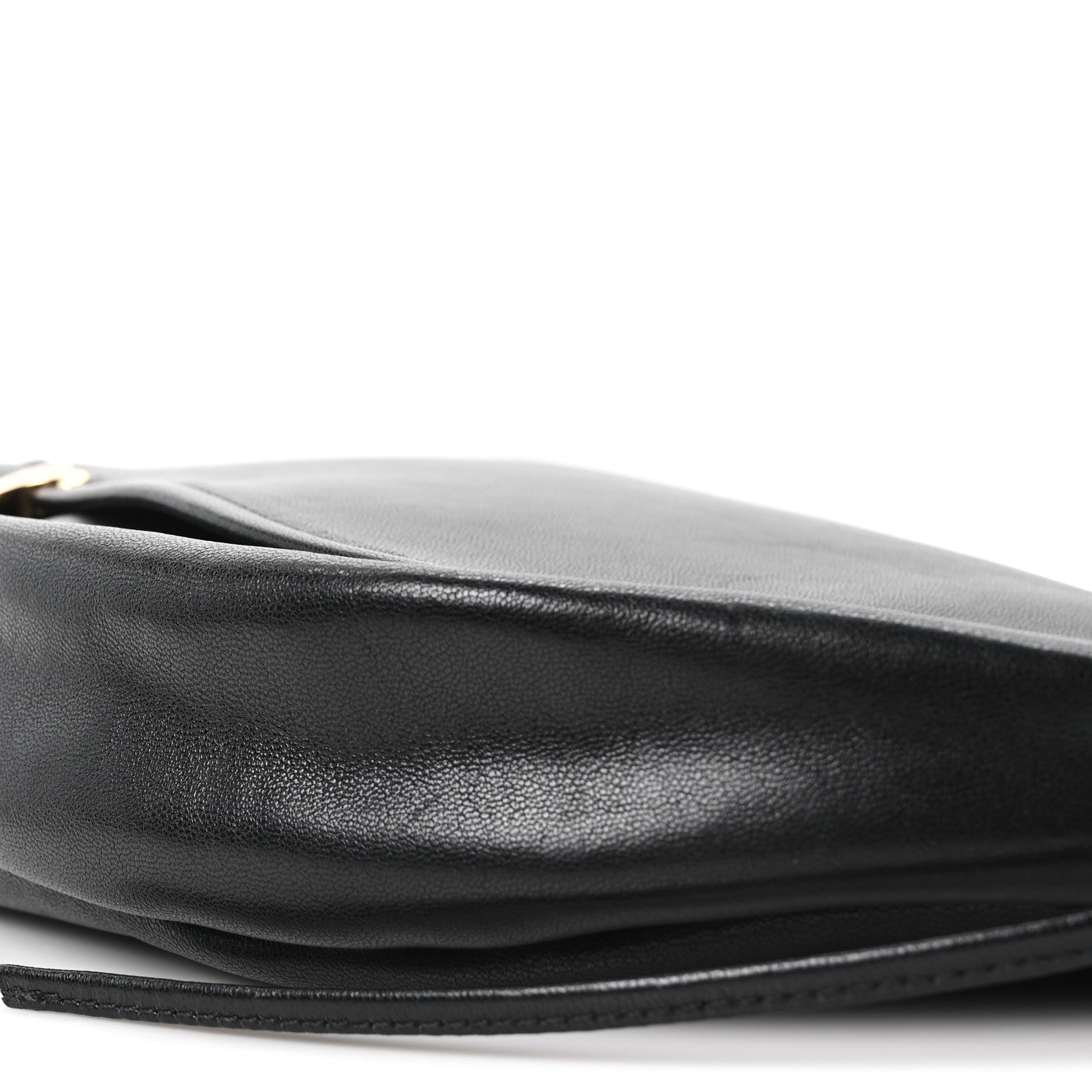Shiny Lambskin Soft Triomphe Half Moon Bag Black