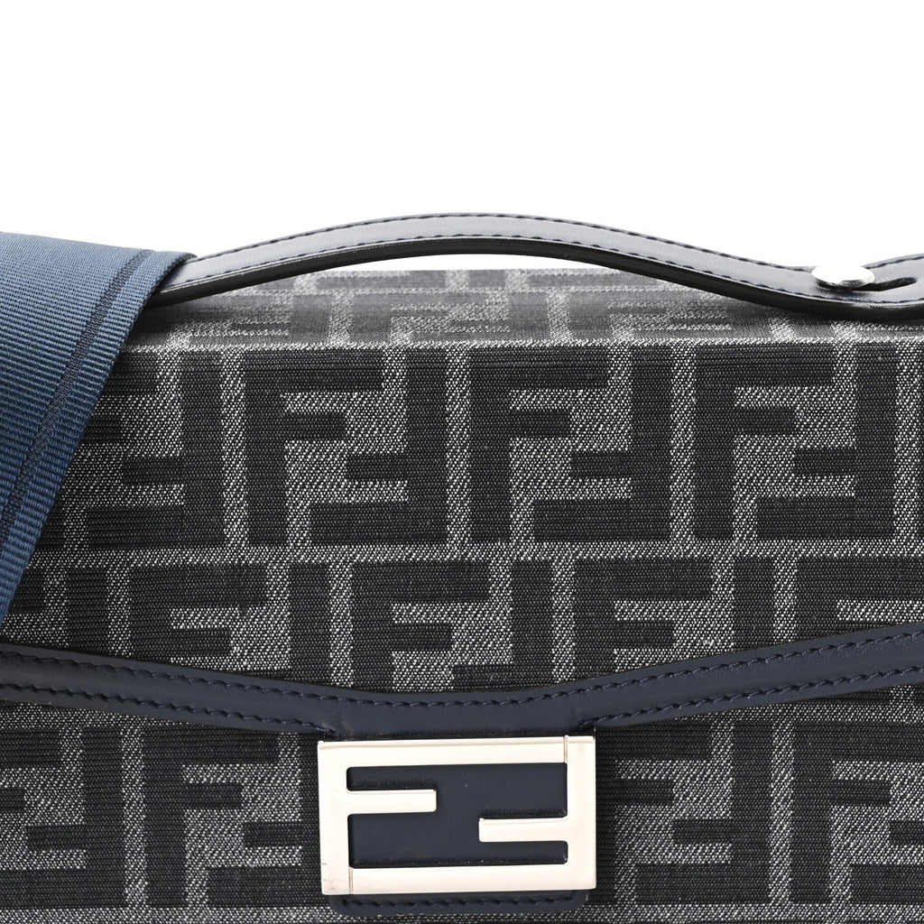 Recycled Fabric Jacquard Vitello King FF 1974 Baguette Soft Trunk  Blue