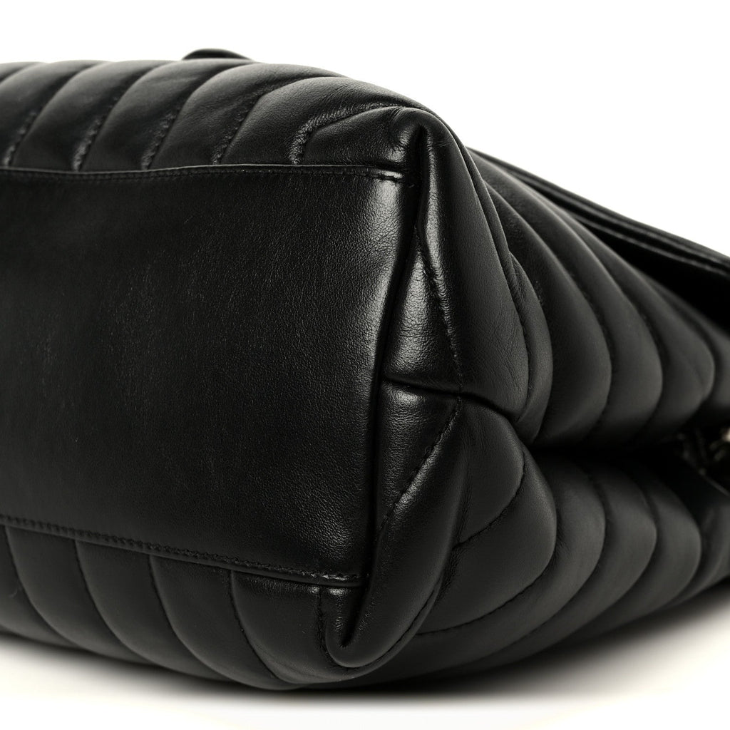 Calfskin Y Quilted Monogram Medium Loulou Chain Satchel Black