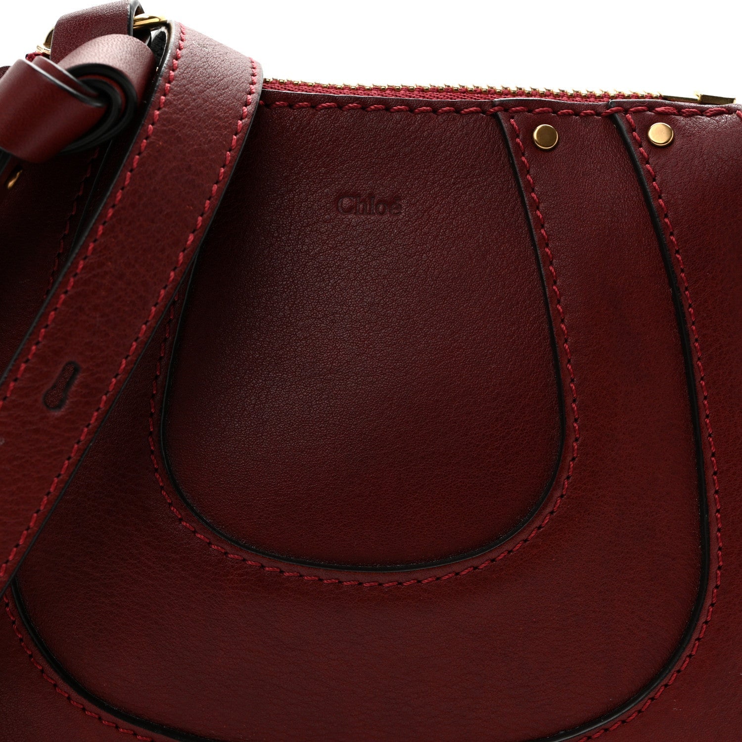 Grained Calfskin Nano Hayley Hobo Sienna Red