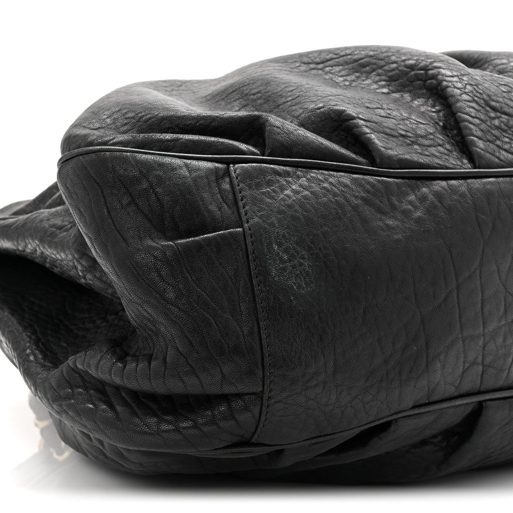 Crinkled Lambskin Mia Tote Black