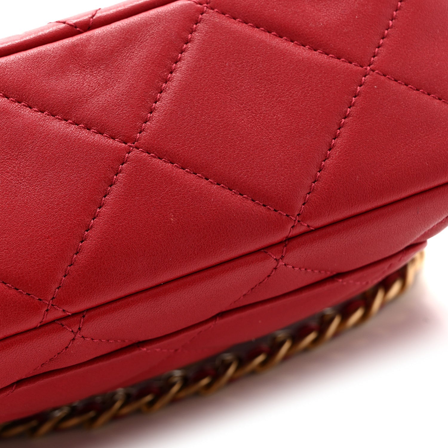 Calfskin Quilted Mini Charms Flap Red