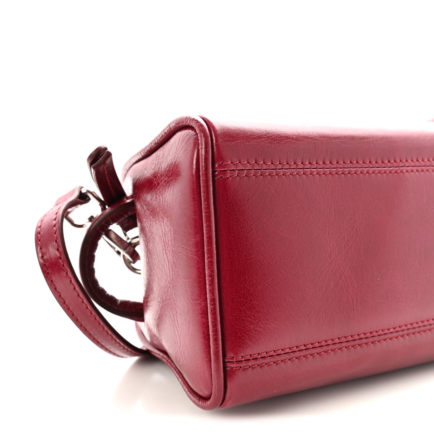 Shiny Calfskin Small Turismo Bag Burgundy