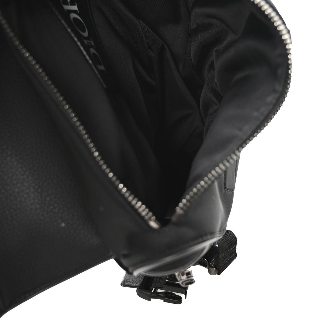 Nylon Grained Calfskin Saddle Bag Black Multicolor