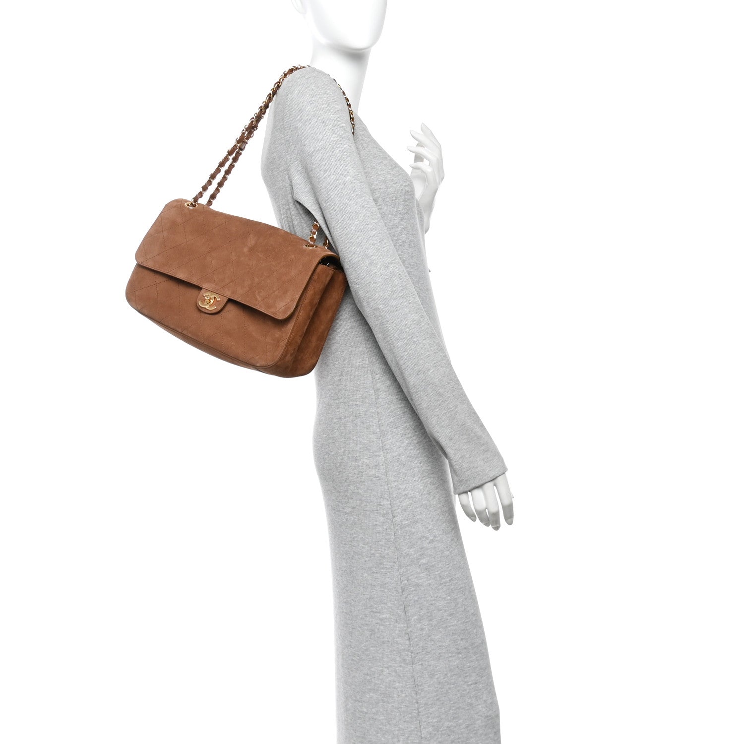 Suede Calfskin Small Souplissimo Maxi Flap Camel