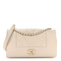 Sheepskin Chevron Quilted Medium Vintage Mademoiselle Flap White