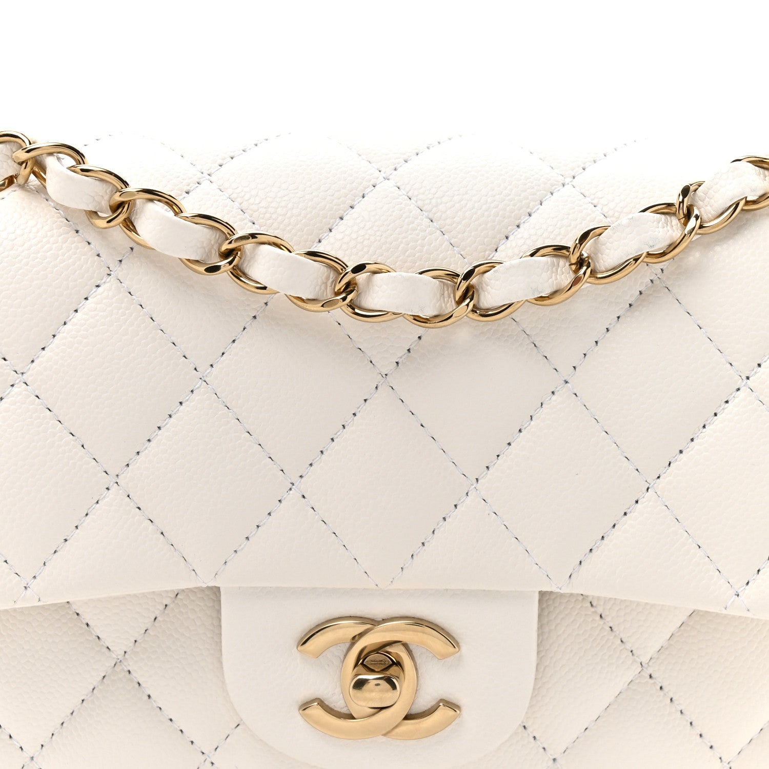 Caviar Quilted Small Double Flap White