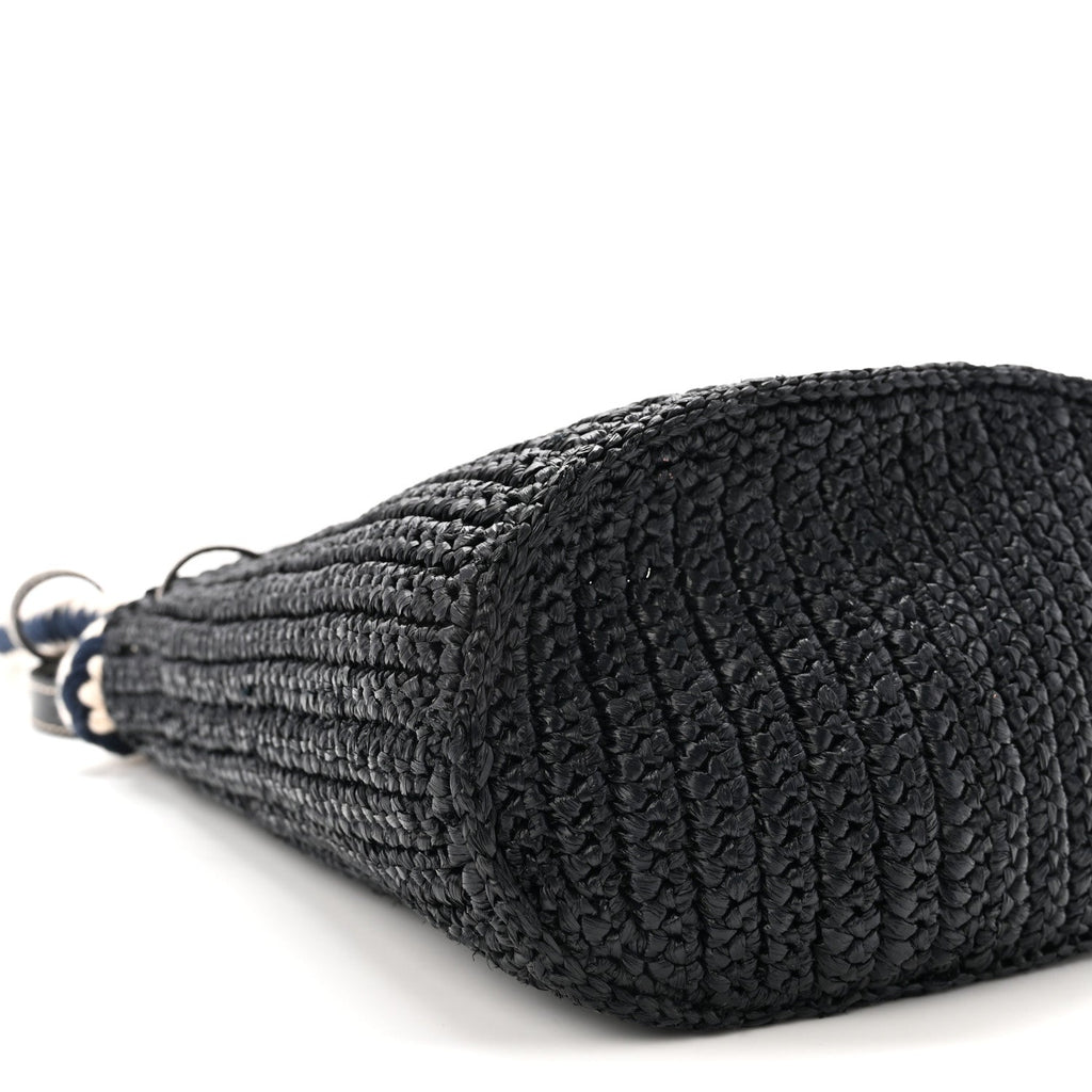 Yarn Raffia Effect Crochet Mini Bucket Bag Black