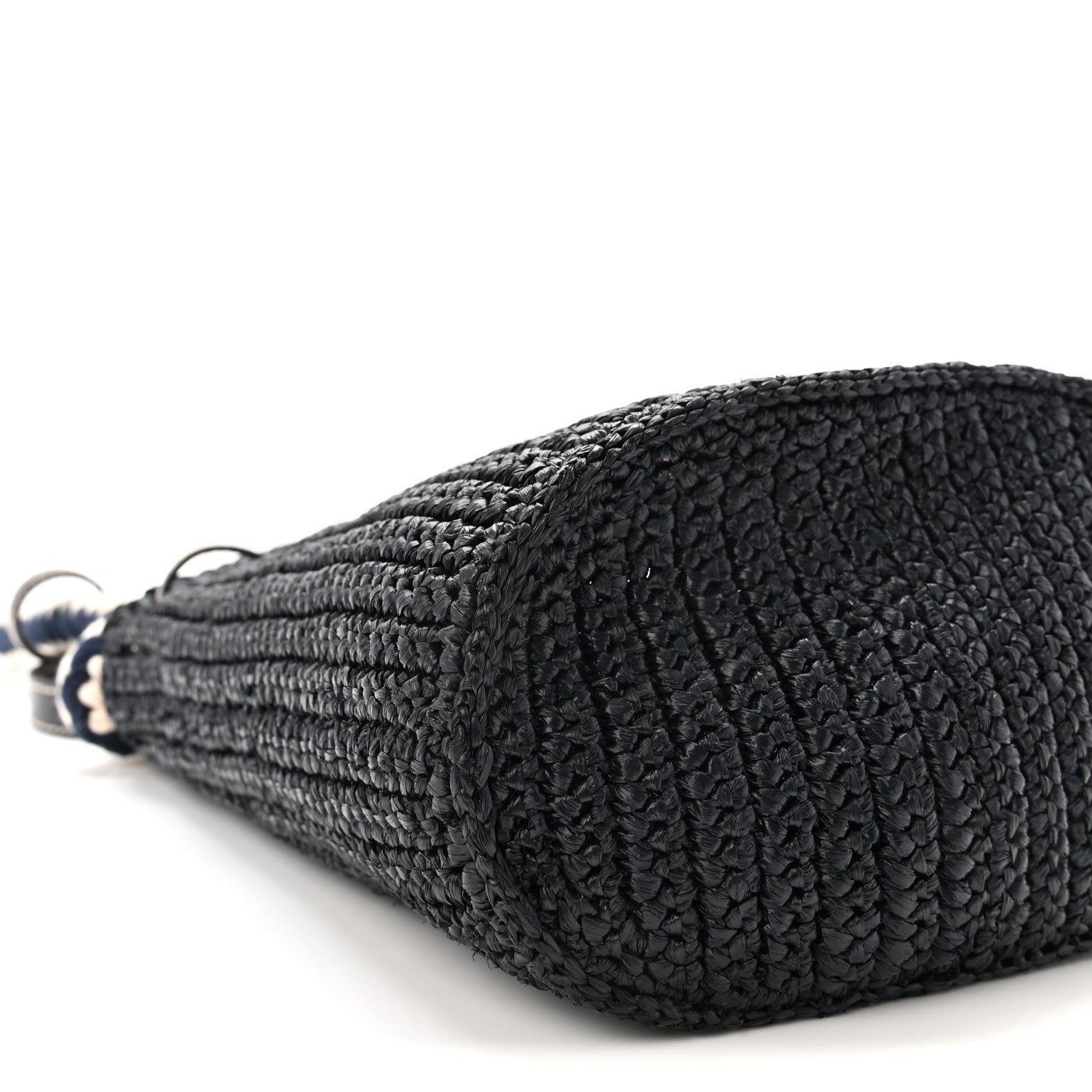 Yarn Raffia Effect Crochet Mini Bucket Bag Black