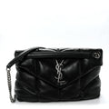 Lambskin Quilted Small Loulou Puffer Monogram Chain Satchel Black