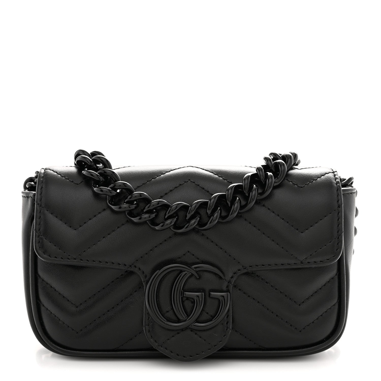 Calfskin Matelasse Monochrome GG Marmont Chain Belt Bag Black