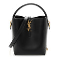 Smooth Shiny Calfskin Monogram Le 37 Small Bucket Bag Black
