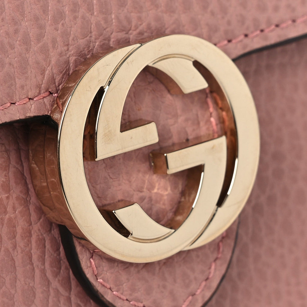 Dollar Calfskin Interlocking G Chain Wallet Soft Pink