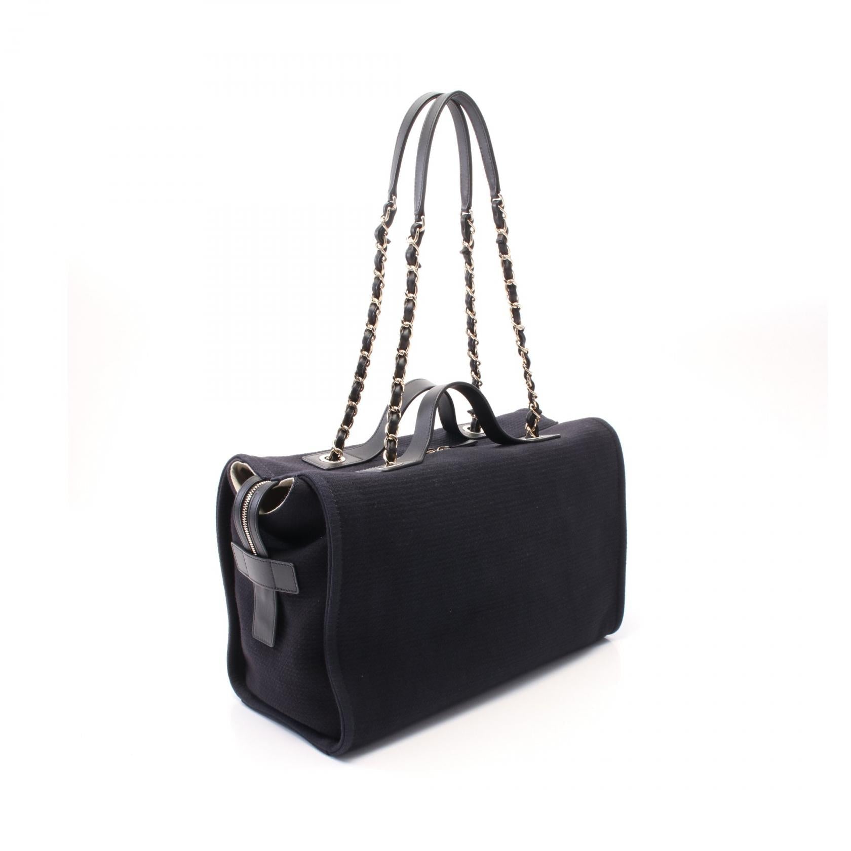 Chanel Deauville Canvas Leather Shoulder Bag