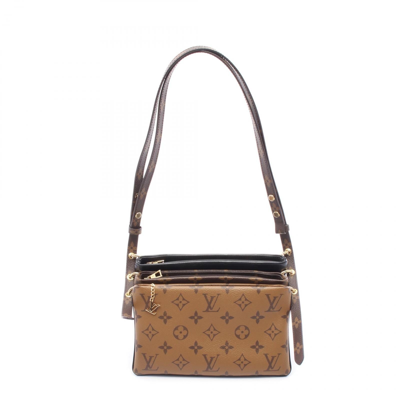 Louis Vuitton Pochette LV 3 Monogram Reverse Coated Canvas Lamb Leather Shoulder Bag