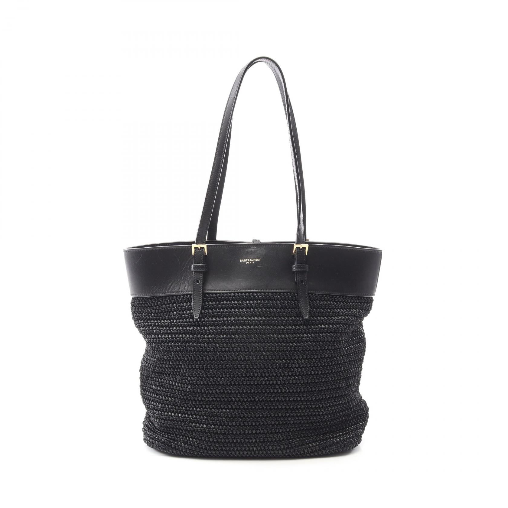 Saint Laurent Paris East West Tote Bag Leather Straw Tote Bag