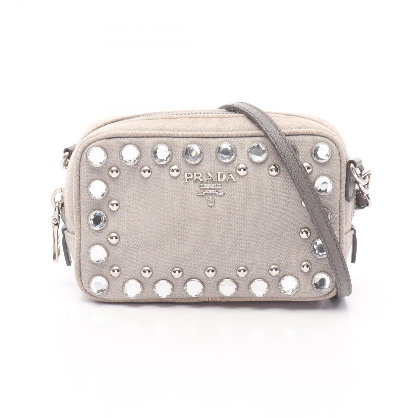 Prada 1N1674 Canvas Saffiano Leather Shoulder Bag