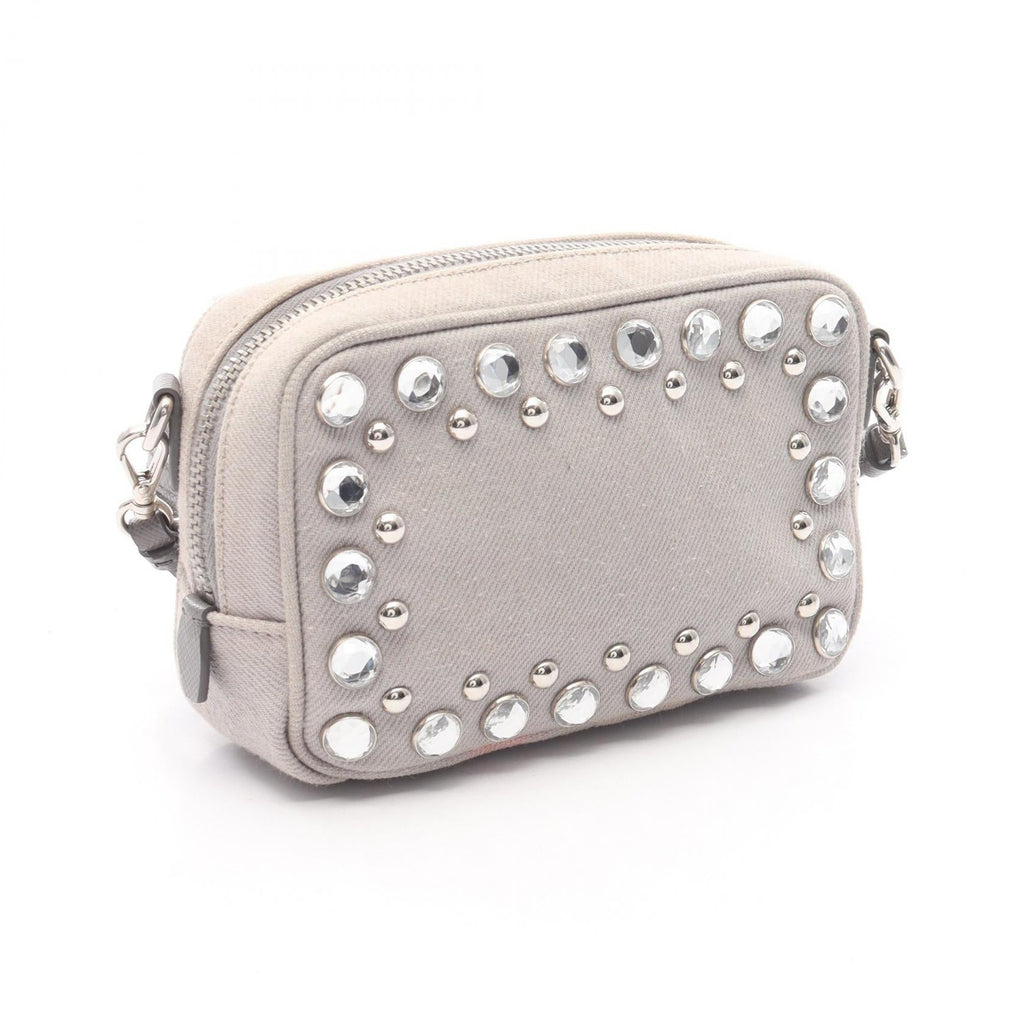 Prada 1N1674 Canvas Saffiano Leather Shoulder Bag