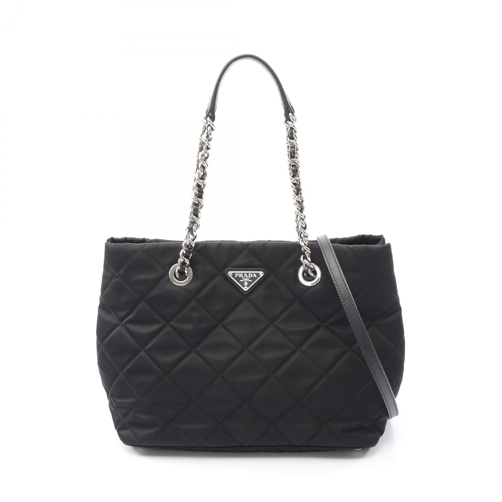 Prada TESSUTO IMPUNTU Nylon Saffiano Leather 2way Tote Bag