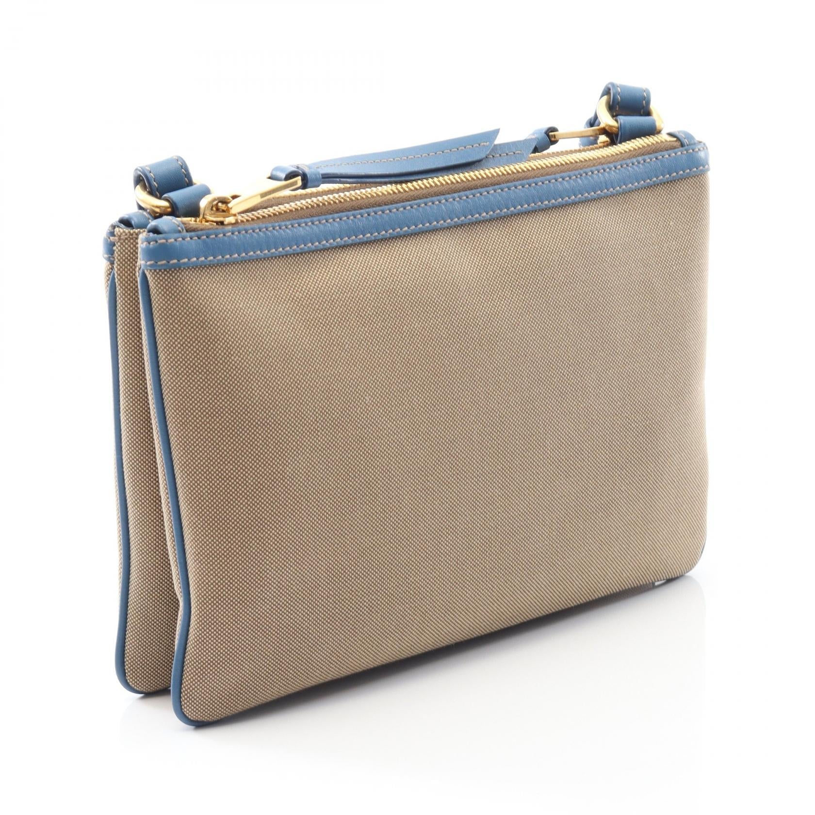 Prada LOGO JACQUARD Canvas Leather Shoulder Bag
