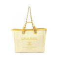 Chanel Deauville Leather Raffia Tote Bag