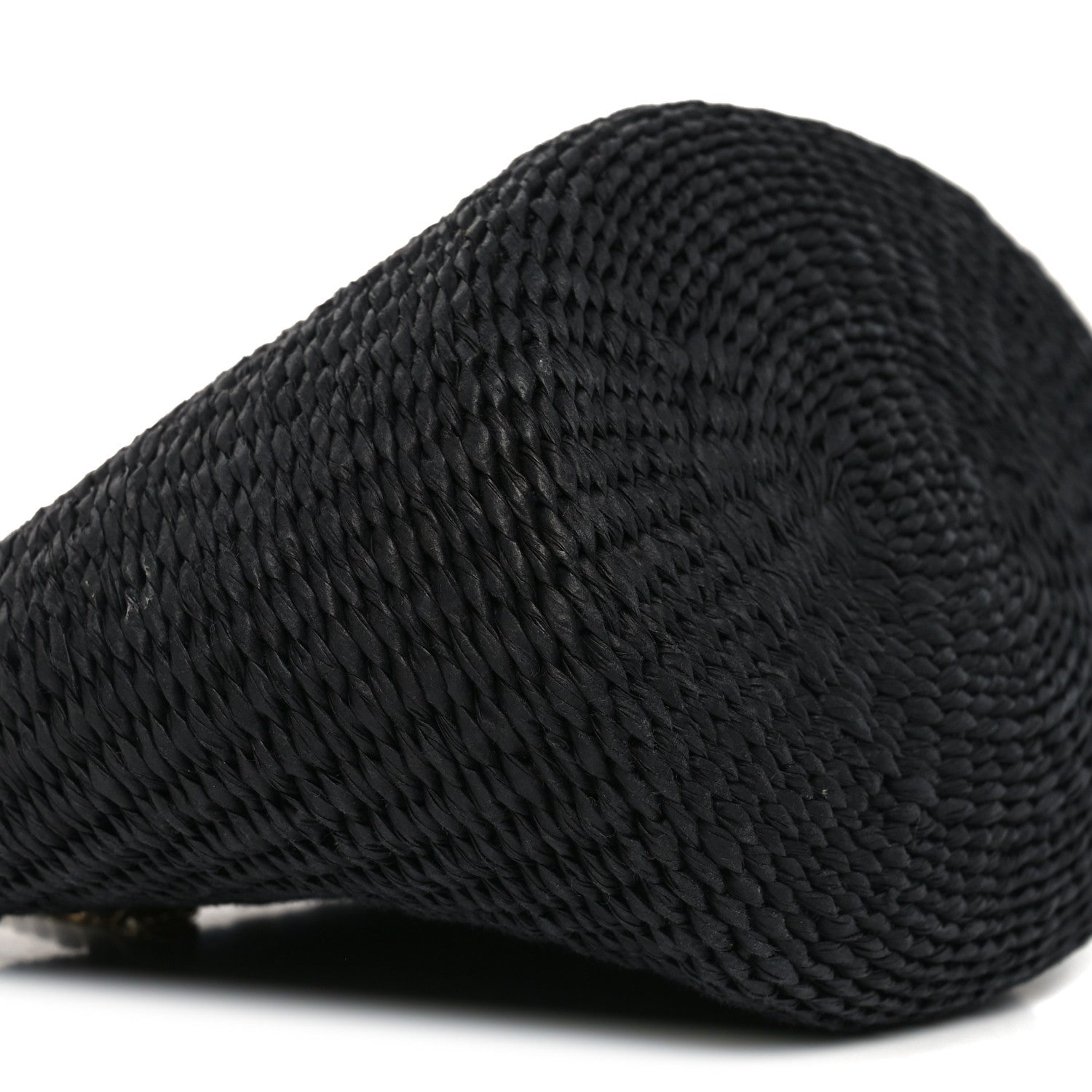 X MIFUKO Raffia Calfskin Mini Chain Basket Black