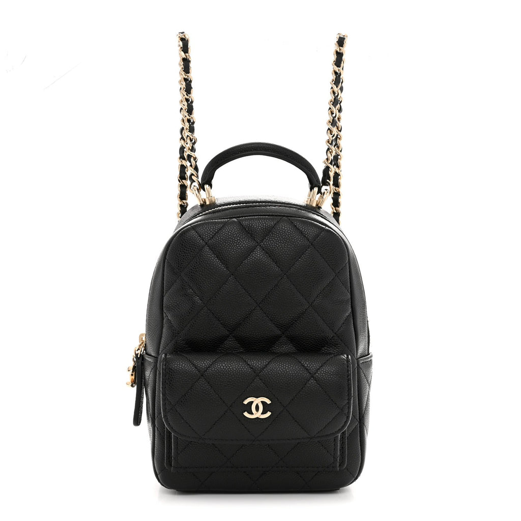 Caviar Quilted CC Mini Classic Backpack Black