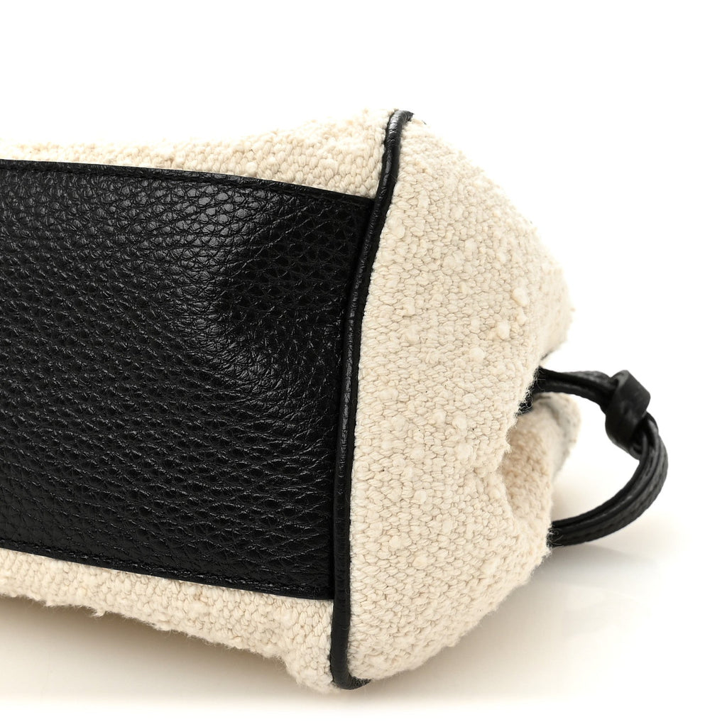 Grained Calfskin Boucle Urban Essentials Small Shopping Bag Ecru Black