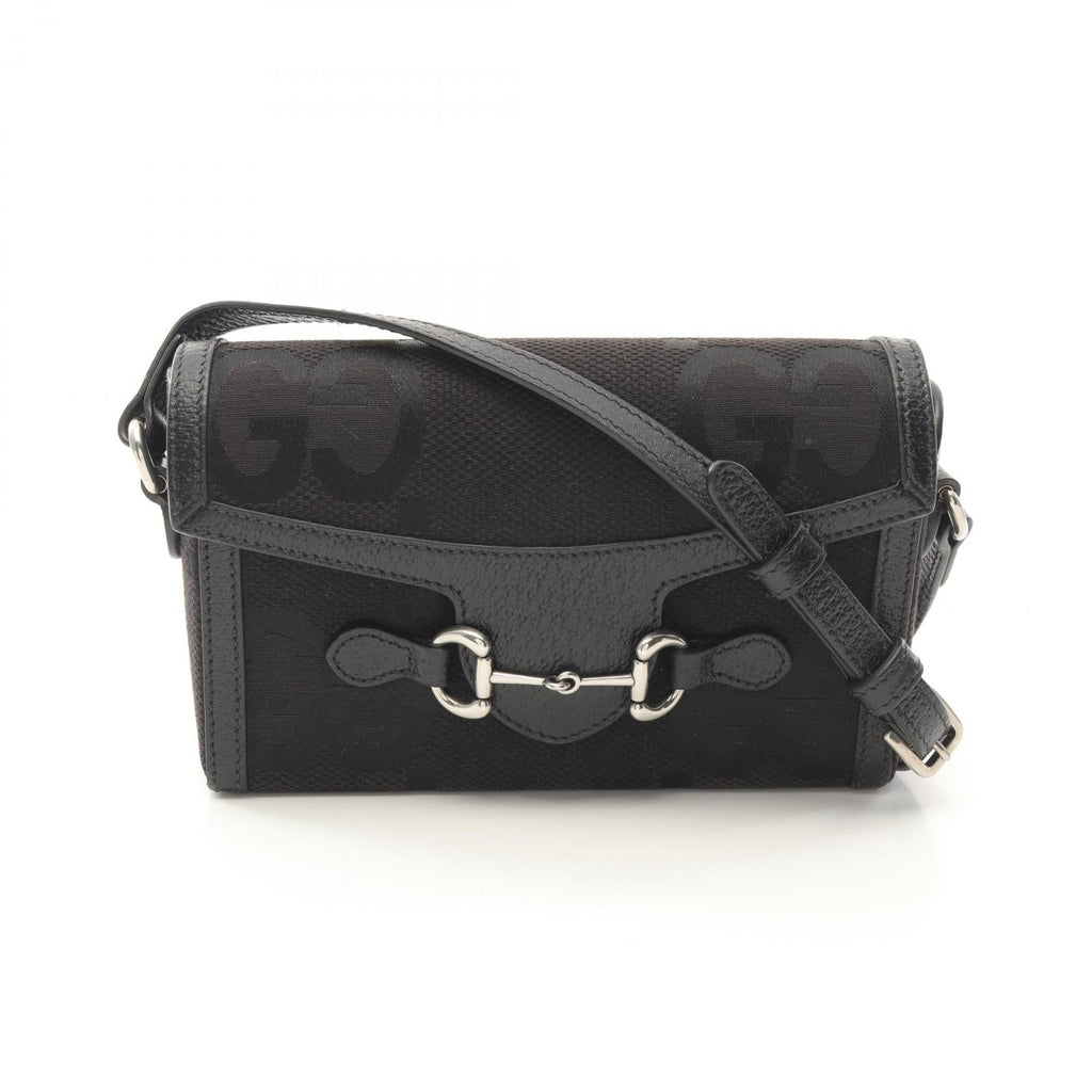 Gucci Horsebit 1955 Jumbo GG Canvas Leather Shoulder Bag