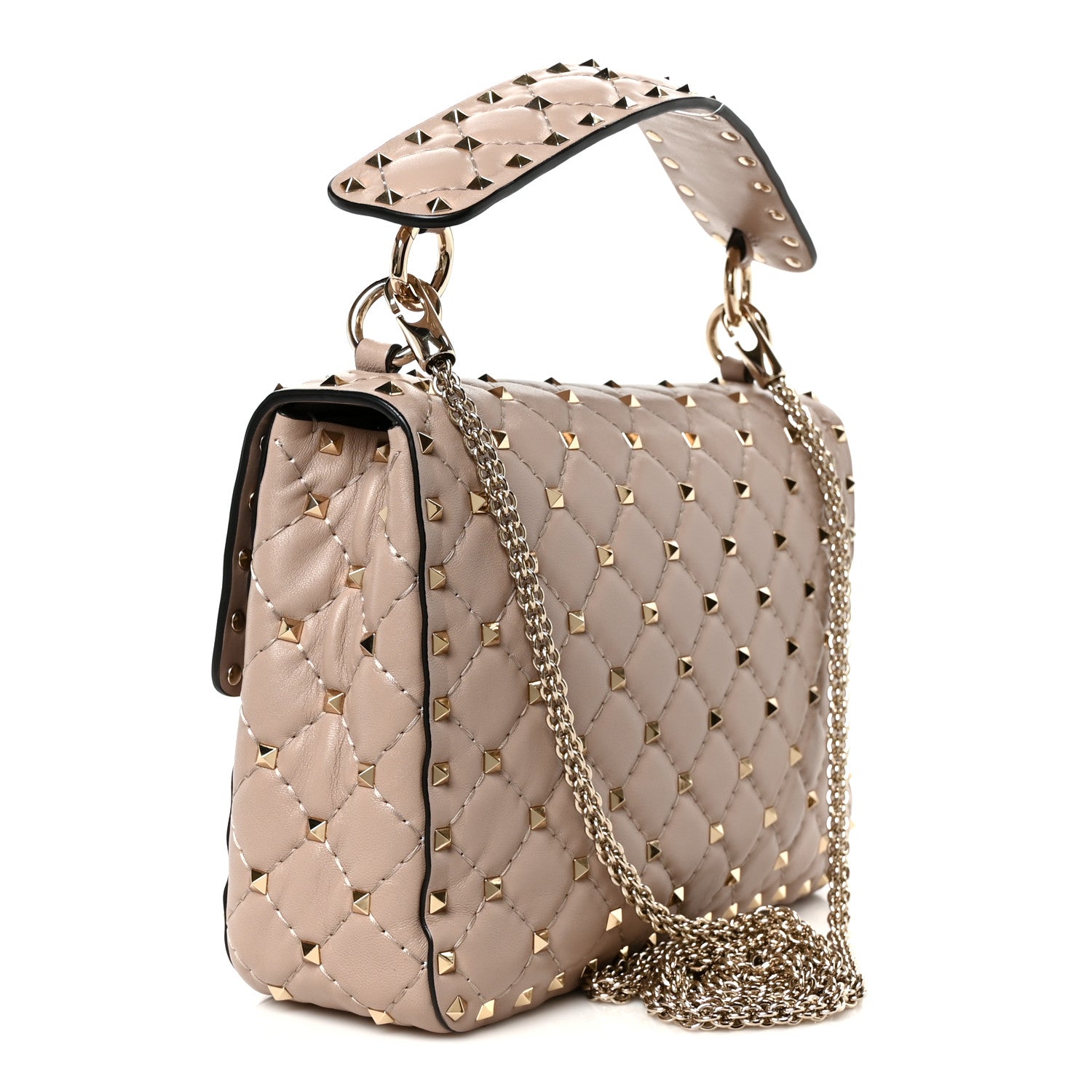 Nappa Medium Rockstud Spike Shoulder Bag Poudre