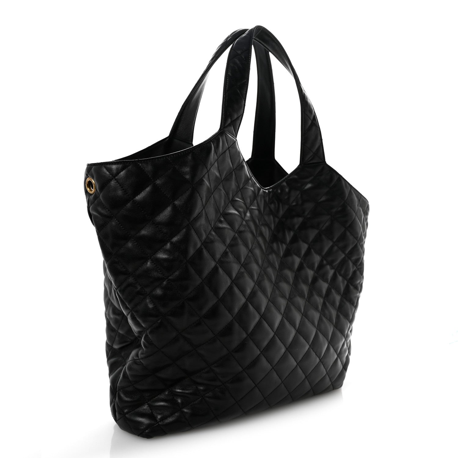 Lambskin Quilted Maxi Icare Shopping Tote Black
