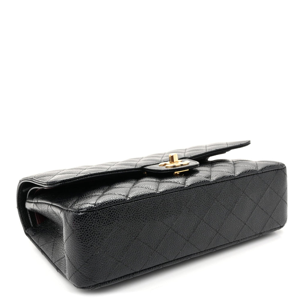 Caviar Quilted Medium Double Flap Black