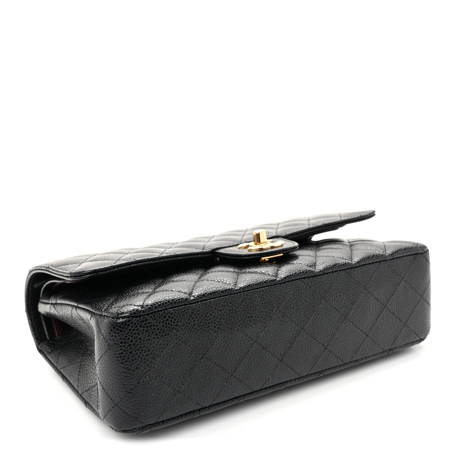 Caviar Quilted Medium Double Flap Black
