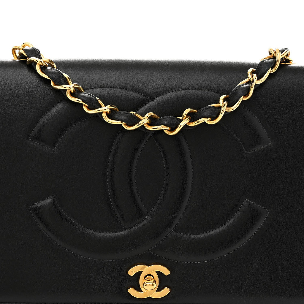 Lambskin Quilted CC Maxi Jumbo Single Flap Black