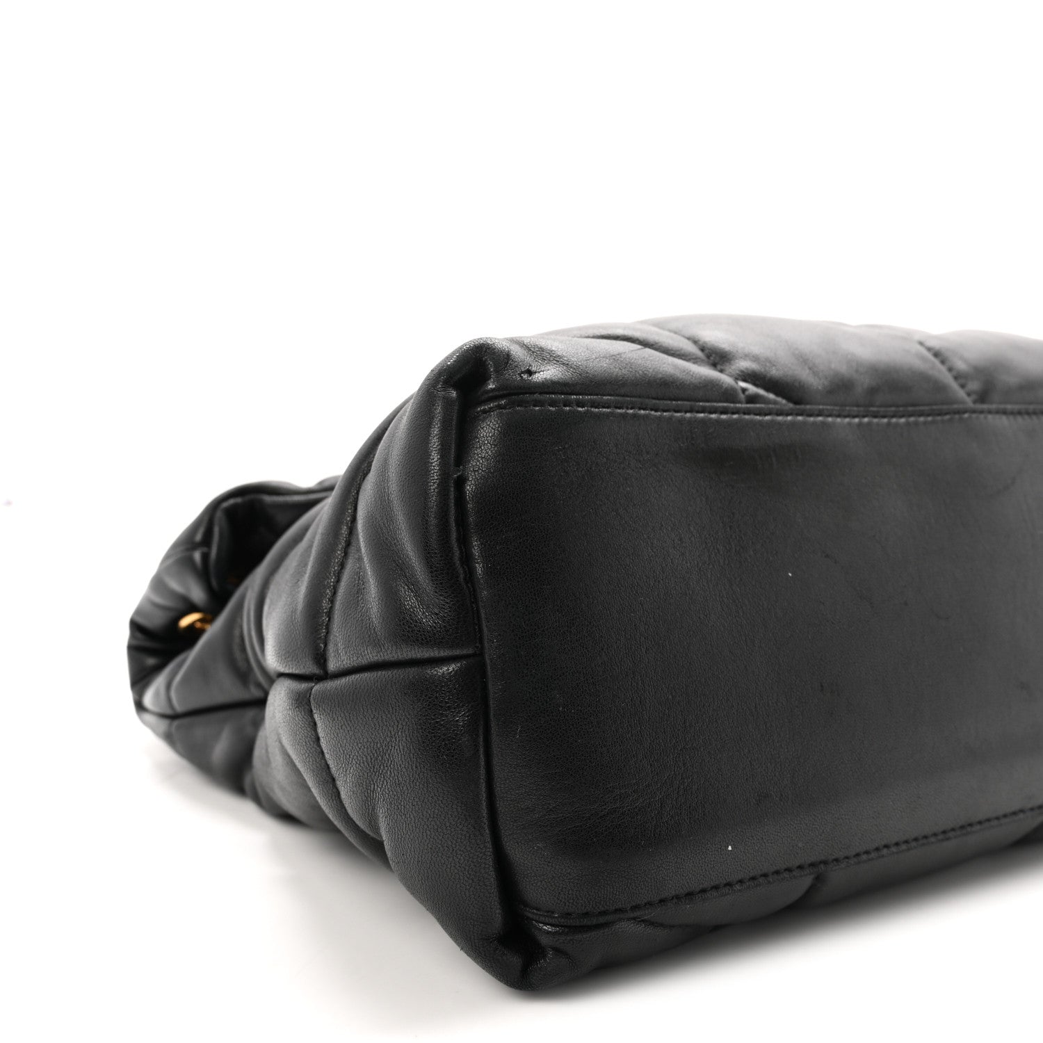 Lambskin Quilted Medium Loulou Puffer Monogram Chain Satchel Black