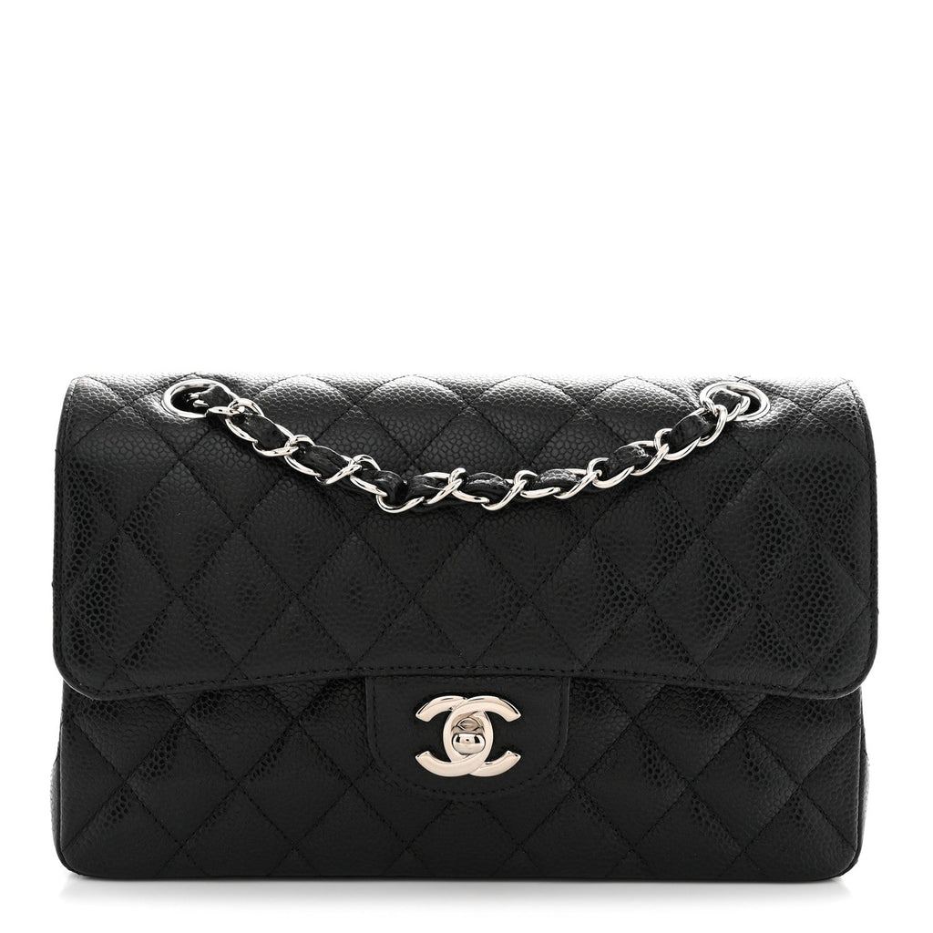 Caviar Quilted Small Double Flap Black