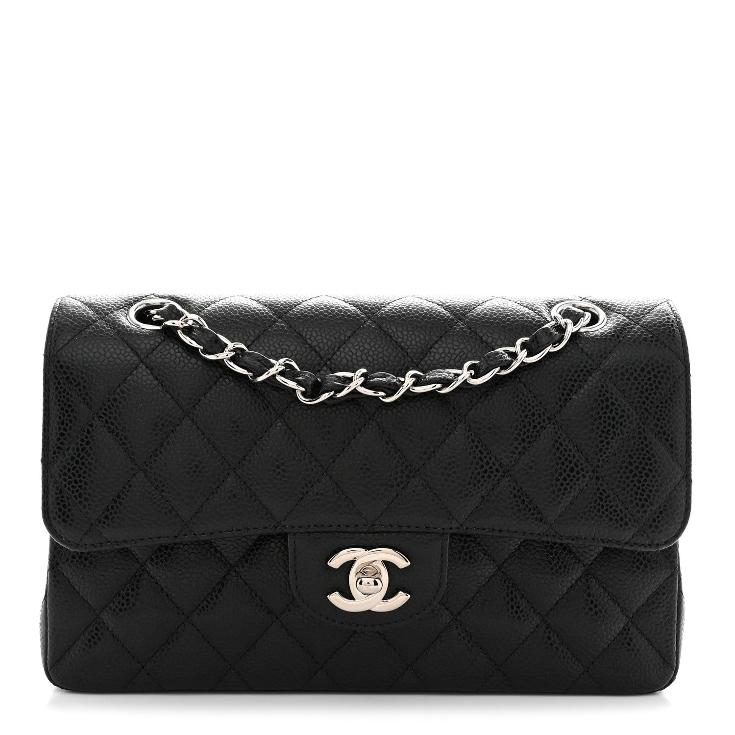 Caviar Quilted Small Double Flap Black