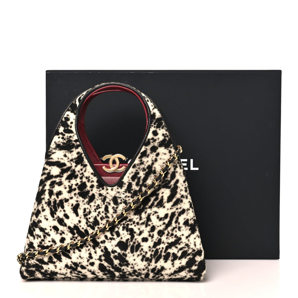 Pony Hair Printed Chic Lady Small Shopping Tote White Black