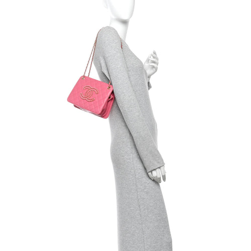 Calfskin Quilted CC Small Once Upon A Time Tote Pink